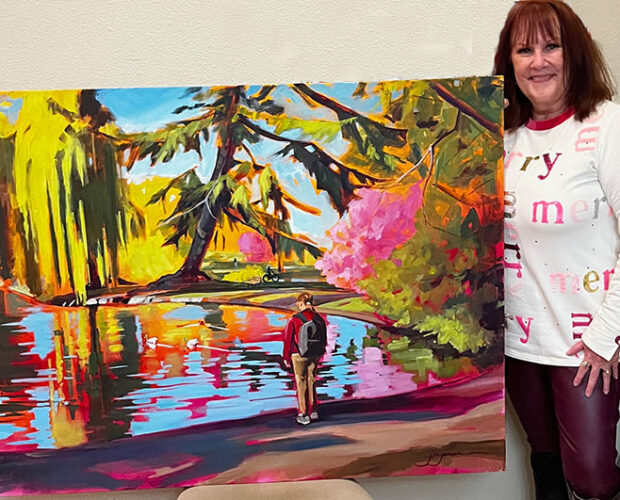 Cherri with Lake painting
